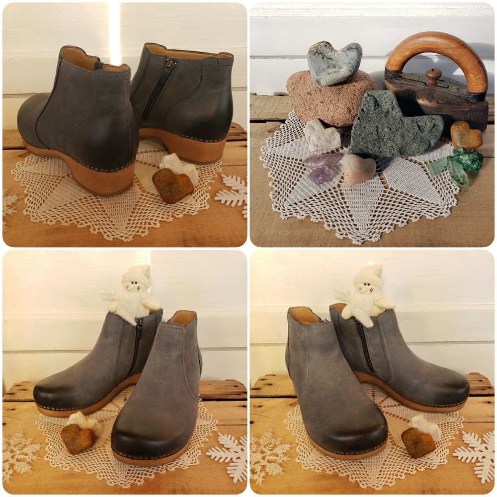 Red Blue Dansko Barbara Clog Boot Ankle Bootie Burnished Nubuck Boho 36 38 39 - Picture 10 of 15